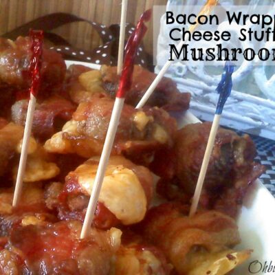 ~Bacon Wrapped..Mozzarella Stuffed Mushrooms!