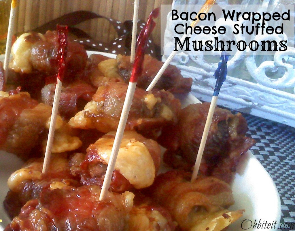Bacon Wrapped Cheese Stuffed Mushrooms!