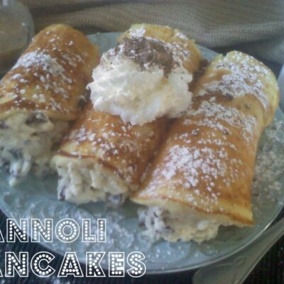 ~Cannoli Pancakes..with Mascarpone Syrup!