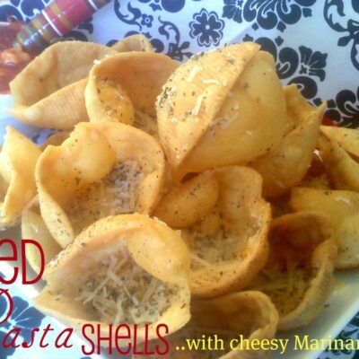 ~Fried Pasta Shells..with Cheesy Marinara Dip!