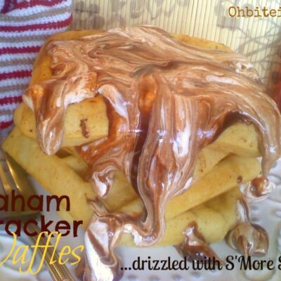 ~Graham Cracker Waffles..drizzled with S'More Sauce!