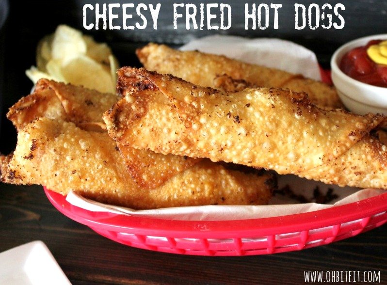 Cheesy Fried Hot Dogs!