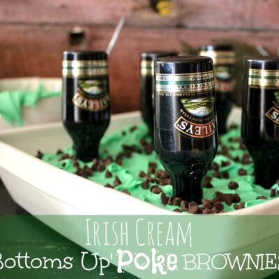 ~Irish Cream 'Bottoms Up' Poke Brownies!