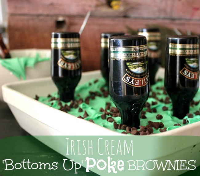 Irish Cream 'Bottoms Up' Poke Brownies!