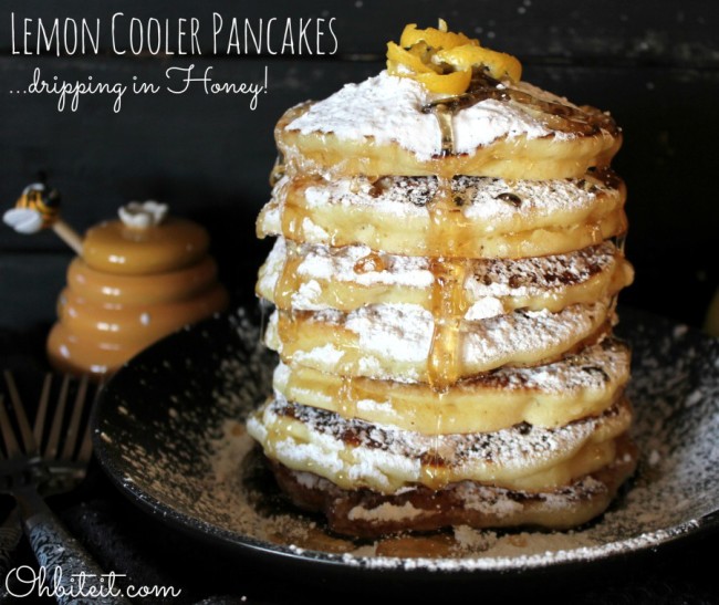Lemon Cooler Pancakes..dripping in honey!