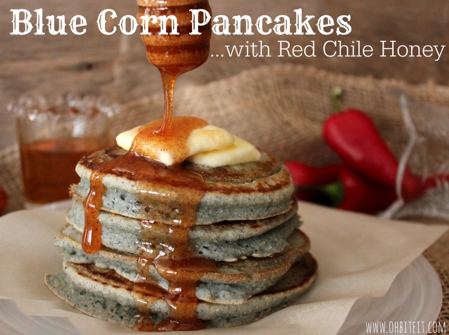 Blue Corn Pancakes with Red Chile Honey!