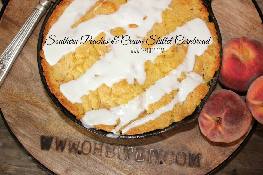 Southern Peaches & Cream Skillet Cornbread!