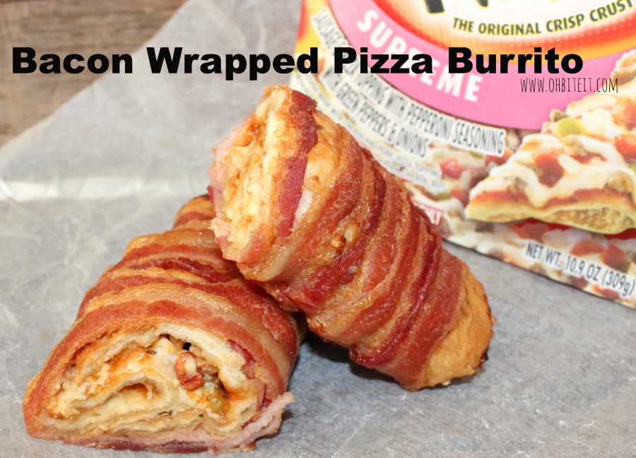 Bacon wrapped pizza burrito!
