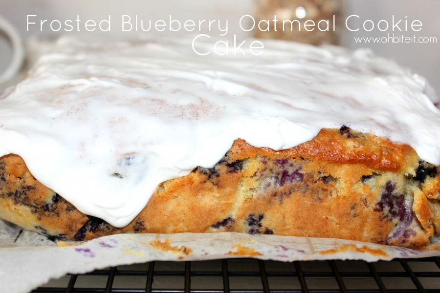 Frosted Blueberry Oatmeal Cookie Cake!