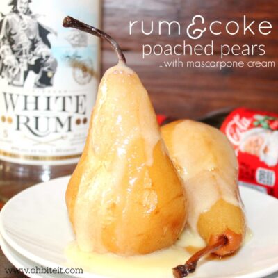 ~Rum & Coke Poached Pears .. with Mascarpone Cream!