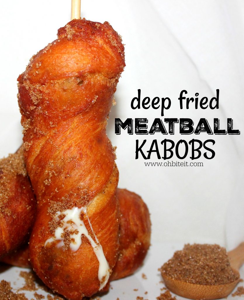 ~Deep Fried Cheesy Meatball Kabobs!